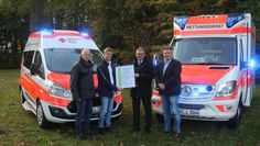 Rettungsdienstleiter Volker Leopold, Qualitätsmanagementbeauftragter Gerit Beckmann, Landrat Bernd Lütjen und Geschäftsführer des DRK-Kreisverbands, Patrick Grotheer, (v.l.n.r.).  Foto: eb