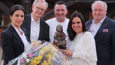Firoozeh und Micheal Milbradt, Jens und Susanna Kommerau und Hans von Helldorff bei der Verabschiedung. Foto: jm