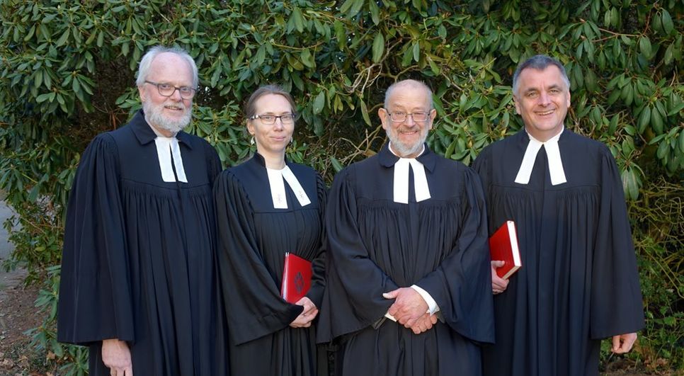 Freuen sich über ihren neuen Kollegen Christian Klotzek (2.v.r): Pastor Manfred Schmeißer, Pastorin Sabrina Lerch und Pastor Manfred Thoden (v.l.).