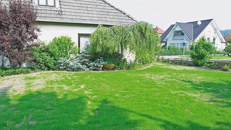 Rasenflächen benötigen viel Wasser, ausreichend Nährstoffe und einen regelmäßigen Schnitt, damit sie den Sommer gut überstehen. Foto: djd/Floragard Vertriebs-GmbH
