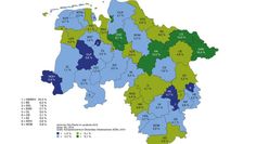 Der Nordosten Niedersachsens hat einen Ökoflächenanteil, der sogar weit über dem Bundesdurchschnitt liegt. Foto/Karte: KÖN 2019