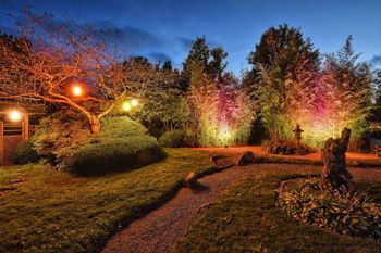 Mit akzentuierten und wohnlichen Lichteffekten schaffen Beleuchtungsexperten völlig neue Perspektiven auf ausgewählte Gärten und Parkbereiche. Foto: eb/Hans Jürgen Zietz