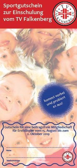 Der TV Falkenberg verteilt diese Sportgutscheine zur Einschulung. Foto: eb