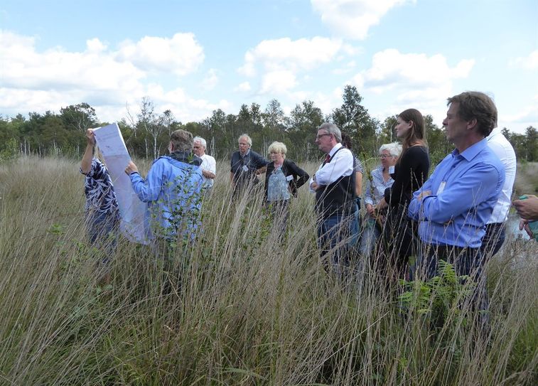 Exkursion in das Ahrensfelder Moor und Begutachtung der Vernässung der Moorflächen durch die Anlegung von Poldern.  Foto: hc
