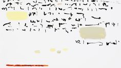 Peter-Jörg Splettstösser: „dritter Brief“, aus der Serie „Briefe an eine ferne Geliebte“, 2016, Acryl, Tusche, Leinwand, 70 x 96 cm.  
   Foto: J. Flieger