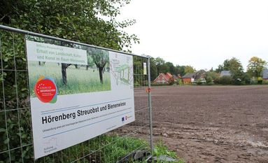 Hier am Hörenberg wird die ehemalige Weidewiese von der Stiftung Worpswede in eine Streuobst- und Bienenwiese umgewandelt. Die erste Aussaat erfolgte bereits. Foto: mr