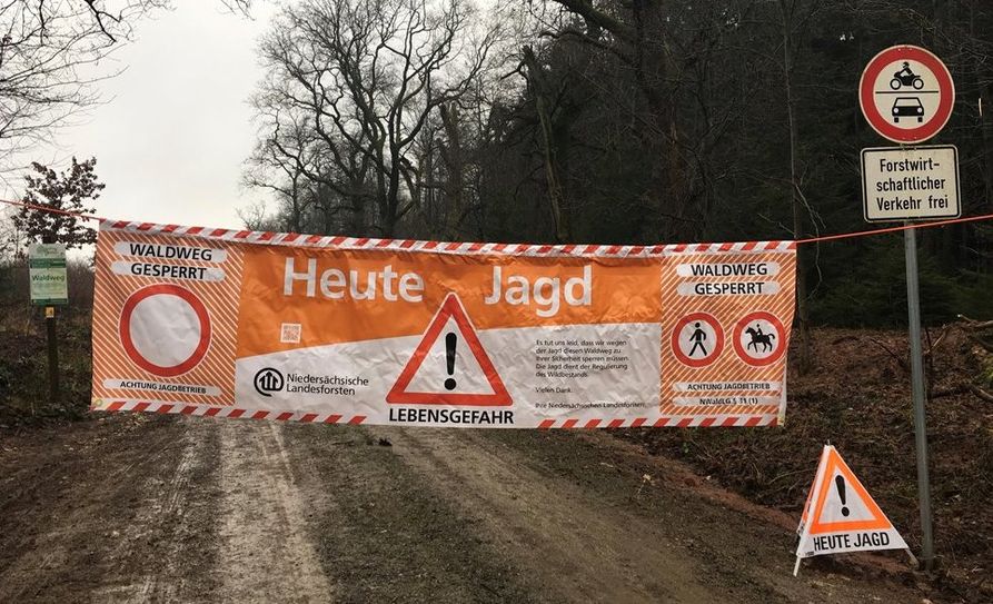 An den Waldeingängen wird auf die Jagd hingewiesen. Waldbesucher werden gebeten, an diesem Tag auf andere Waldgebiete auszuweichen. Foto: Niedersächsische Landesforsten