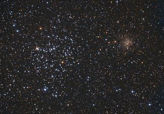 Die Sternhaufen Messier 35 und NGC 2158 im Sternbild der Zwillinge.
 Foto: Gerald Willems
