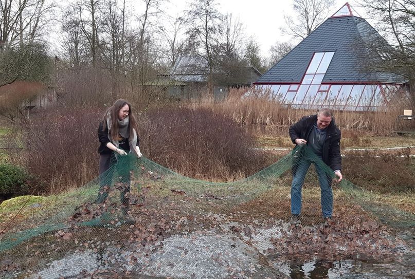 Berit Hörnig hilft bei Pflegearbeiten des Außengeländes.
Foto: NABU/Simone Kasnitz