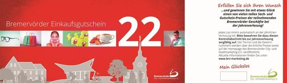 Der Bremervörder Einkaufsgutschein ist ab sofort im neuen Design erhältlich - die Variante im Wert von 22 Euro ist ebenfalls neu.  Foto: eb