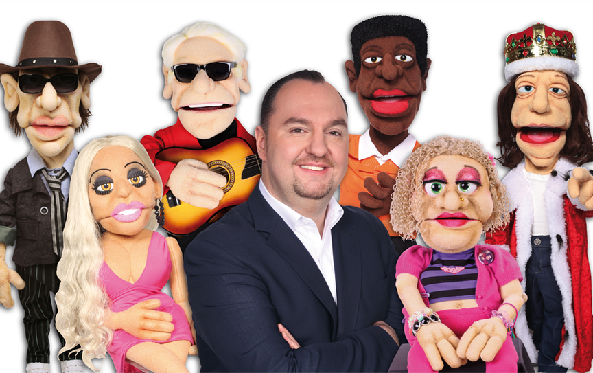 Der Bauchredner Marion Reimer kommt mit seinen Puppen in die Festhalle Kutenholz.  Foto: eb