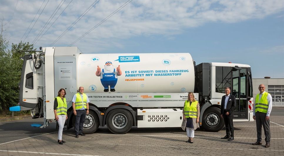 Das erste wasserstoffbetriebene Entsorgungsfahrzeug wird im Realbetrieb getestet. 
 Foto: Bremer Stadtreinigung