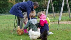 Die Kinder und Hühnermutter Claudia Böhme zeigen vollen Einsatz bei der Pflege der Legehennen.  Foto: eb