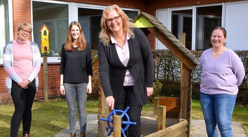 Das Kita-Team um Leiterin Anke Niemeyer freut sich über die Sanierung der Einrichtung.  Fotos: rgp