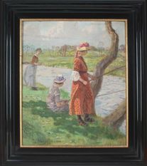 Das Gemälde „Drei angelnde Damen“ von Heinrich Breling ist seit Kurzem im Besitz der Kunststiftung Lilienthal.