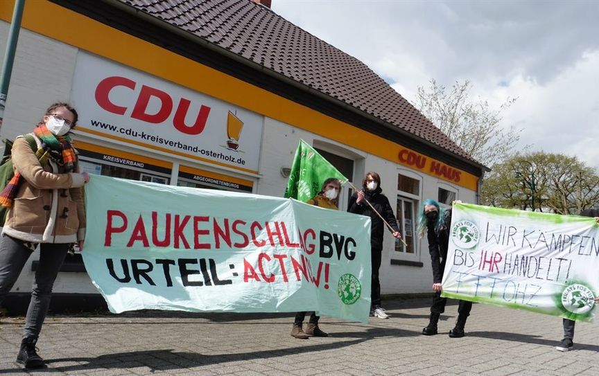 Osterholzer Klimaaktivist:innen fordern die Bundesregierung zum Handeln auf.