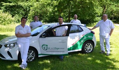 Fühlen sich in der Sozial- und Pflegestation Bremervörde-Geestequelle gut aufgehoben (v.l.): Tim Süß, Sebastian Bahr, Khaled Tokaj, André Krüger und Hans-Heinrich Witz.