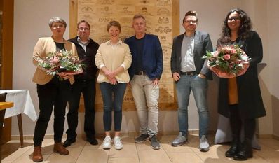 Geehrte und Vorstandsmitglieder (v. li.): Silke Homburg, Matthias Otten, Silke Kosch, Hanjo Postels, Kristian Mahnken und Melanie Blank.