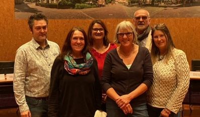 Die neue Stadtratsfraktion der Grünen. Von links: Daniel Kreschner, Brigitte Neuner-Krämer, Tanja Schulze, Ute Gartmann, Jörg Fanelli-Falcke und Anja Heuser. Foto: eb