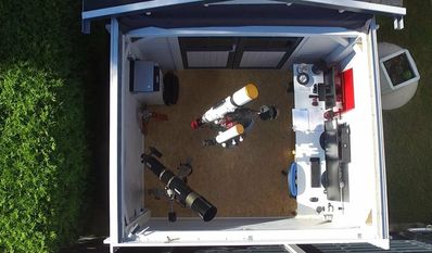 Die private Sternwarte von AVL-Mitglied Torsten Lietz aus der Vogelperspektive. Lietz wird am 22. Februar über das Projekt berichten. Foto: AVL