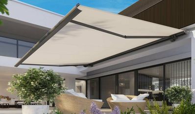 Klassische Gelenkarmmarkisen haben einen leichten, schwebenden Charakter.