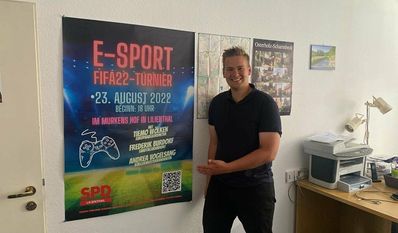 SPD-Landtagskandidat Frederik Burdorf lädt zum FIFA-Turnier nach Lilienthal. Der oder die Gewinnerin darf sich über einen Gutschein für die neue Ausgabe des beliebten E-Sport-Titels freuen.