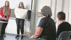 Im Gespräch mit Anne Deutsch und Beate Liebe aus der SPD-Stadtratsfraktion stellten die Schüler:innen ihre Ideen für die Stadt vor. Foto: jm