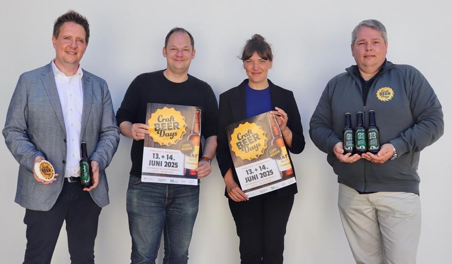 Veranstalter und Sponsoren: Tobias Schön (Volksbank), Stefan Molkentin (Wirtschaftstreff), Carolin Novak (Stadtwerke) und Sven Plate (Wirtschaftstreff).