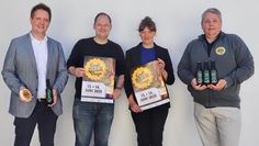 Veranstalter und Sponsoren: Tobias Schön (Volksbank), Stefan Molkentin (Wirtschaftstreff), Carolin Novak (Stadtwerke) und Sven Plate (Wirtschaftstreff).