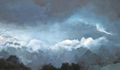 In Ihrem Gemälde „Wolkenmeer“ wird die Beziehung zwischen Himmel und Erde deutlich.