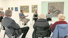 Martin Voigt (hinten links im Bild) kam für ein Künstlergespräch nach Worpswede. Seine Ausstellung „Refugien.“ war seit Ende Juni in der Kunsthalle zu sehen.