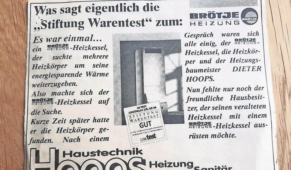 Zeitungswerbung von 1998.