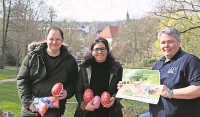 (v.l.) Die Akteure Stefan Molkentin, Melanie Blank und Sven Plate freuen sich auf die erste Osteraktion.