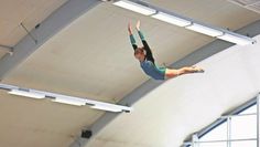 Lisa Malin Großer beim Deutschlandcup im Trampolinturnen. Die 13-Jährige turnte die schwierigste Kürübung in ihrer Altersklasse und erreichte den zweiten Platz. Foto: Holger Hoffmann