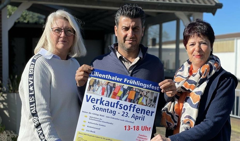 Anja Dähncke (Geschäftsstellenleiterin), Moris Sego (Beisitzer) und Martina Dammann (Schatzmeisterin) von Lilienthaler WIR.