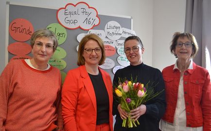 Das Team der Ko-Stelle, Frauke Siems, Ilka Holsten-Poppe und Johanna Meeske,  bedanken sich bei Silke Sylvester für den interaktiven Vortrag.