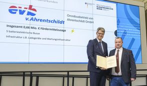Die Förderurkunde wurde von Bundesverkehrsminister Patrick Schnieder (links) übergeben.