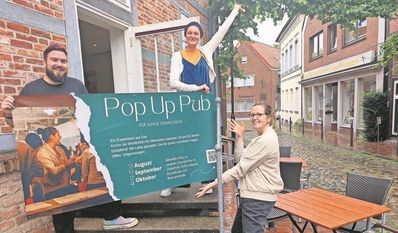 Öffnen ihre etwas anderen Kneipen von August bis Oktober in drei Städten: (v. l.) Ole-Johannes Neumann, Franziska Feldmann und Kathrin Beushausen.