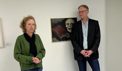 Cornelia Hagenah (Künstl. Leiterin der Worpsweder Kunsthalle) und Frank Fenken.