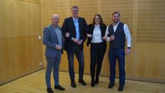 Zusammen stark für die Region Moorexpress Stader Geest (v. li.): Die Bürgermeister:innen Michael Hannebacher (Bremervörde), Stephan Meyer (Geestequelle), Ute Kück (Harsefeld) und Marc Breitenfeld (Gnarrenburg).