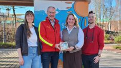 Rebecca Eberth (ASO), Michael Harjes (DLRG), Gina Hirsch (Stadtwerke) und Christoph Mahlstedt (Wasser- und Abwasserverband).