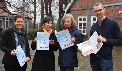 Veronika Völker, Anja Nachtigall, Dr. Martina Michelsen und David Cramer freuen sich auf viele interessante Angeboten im Frühjahrssemester 2023. Foto: eb