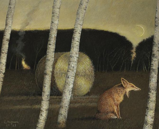 Erik Hoffmann_HARVEST MOON, 2023, Eitempera/Holz 36,7 x 45 cm