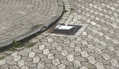 Das unerlaubte Entsorgen von Farben im Gully ist strengstens verboten.