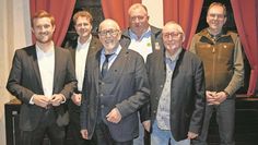 Organisator und Moderator Dirk Frederik Stelling (v. li.) mit Dr. Holger Buschmann, Jürgen Cassier, Alexander von Hammerstein, Wolfgang M. Schüßler und Helmuth Blauth.