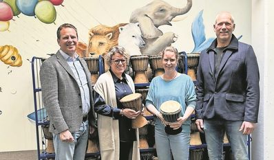 Monika Bammann und Meike Günther mit den beiden Lions Präsidenten Christoph Muche und Markus Klindwort.