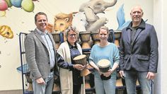 Monika Bammann und Meike Günther mit den beiden Lions Präsidenten Christoph Muche und Markus Klindwort.