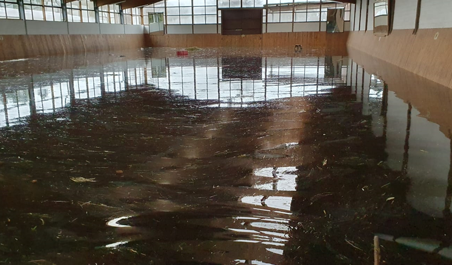 Kniehoch stand der Reiterhof unter Wasser. Auch die Reithalle hat Schaden genommen.