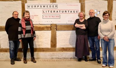Die kreativen Köpfe der Literaturtage: Bernd Moldenhauer, Katharina Hanstein-Moldenhauer, Bärbel Tannert, Wolfgang Temme und Pressesprecherin Kathrin Widhalm.