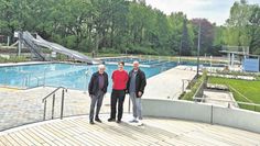 Freuen sich auf die Eröffnung: (v. l.) Uwe Matthias (Aufsichtsrat) , Tanja Neumann (Badleitung) und Sascha Doege (Geschäftsleiter).